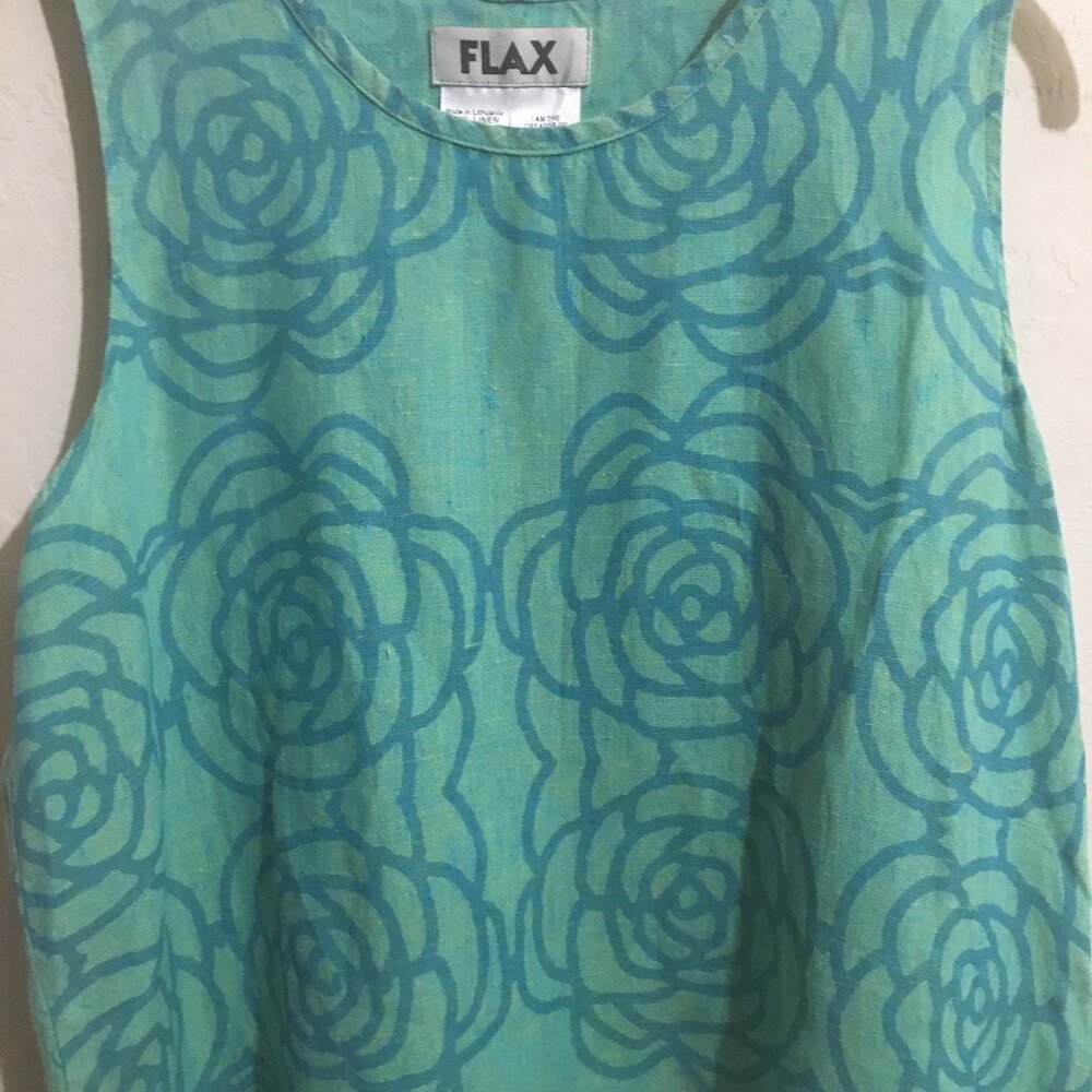 FLAX Teal Roses Linen Tank